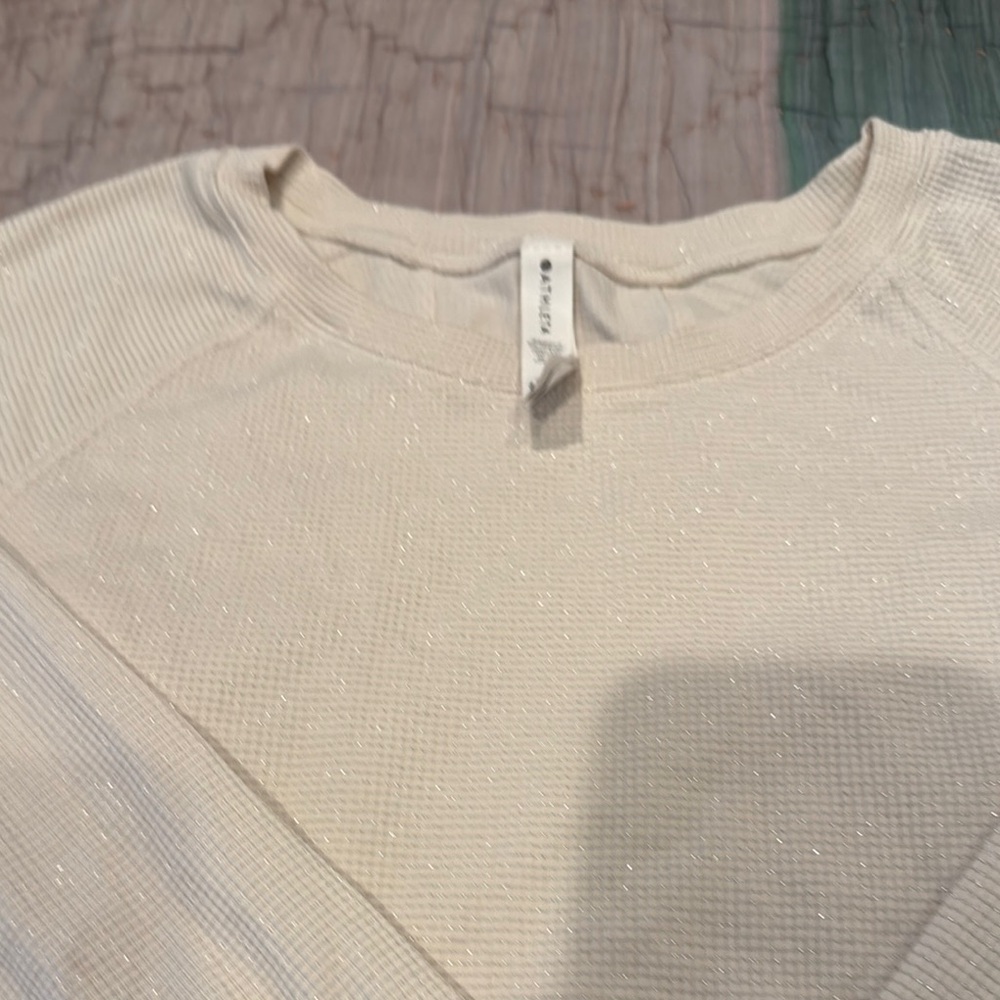 Athleta Ivory Textured Knit Top